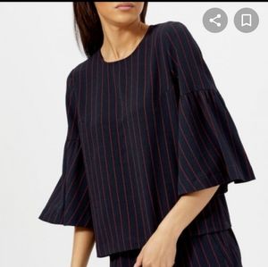 Ganni Striped Clark Top in Total Eclipse size 2